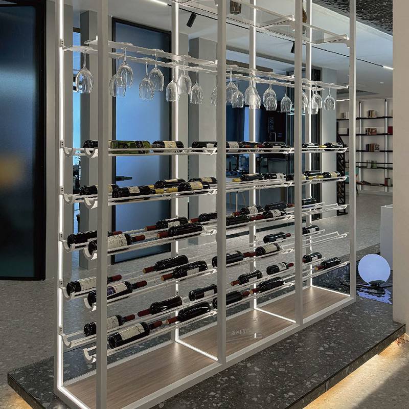 wine display cabinet alcohol display shelf wine display stand Modern fashion invisible glass cabinet open wine rack