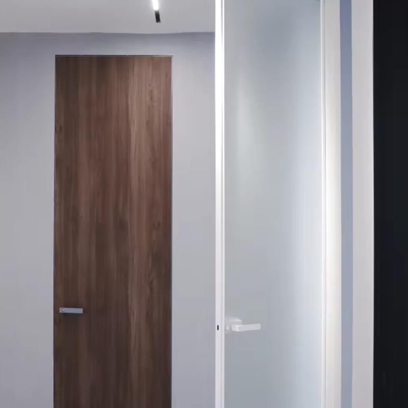Modern bathroom extremely narrow frame internal glass flat doors minimalist design High quality kitchen bathroom study door